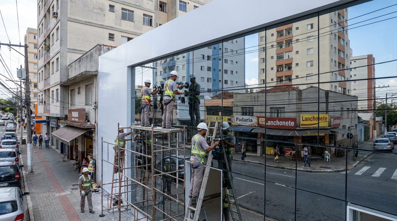 Fachada espelhada em esquina em Passo Fundo-RS